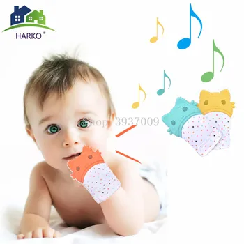 

1pcs Silicone Teethers Baby Pacifier Mitten Glove Newborn Wrapper Sound Nursing Mittens Teether Beads childen's goods
