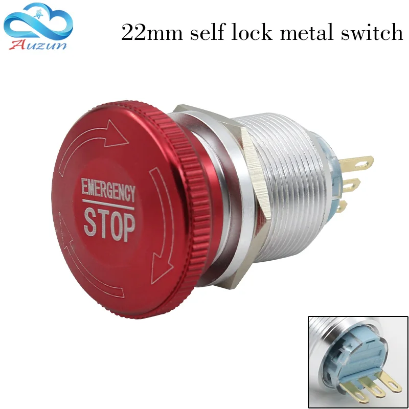 

22 mm abrupt stop button switch 1 no1nc waterproof button to stop rotating high quality stainless steel