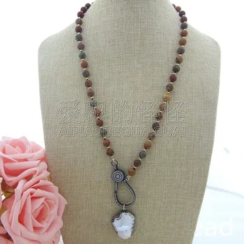 

N070404 25'' Necklace White Keshi Pearl CZ Pendant