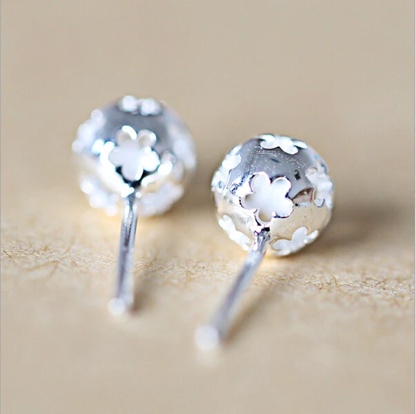 ball 100% 925 Sterling silver Jewelry fashion Hypoallergenic Stud earrings  for women gift