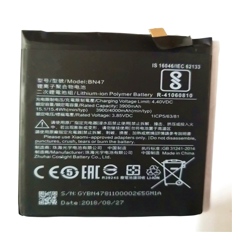 

BN47 Phone Battery for Xiaomi Redmi 6 / 6 Pro / Mi A2 Lite 3900mAh High Quality Replacement Battery With Tools for gift