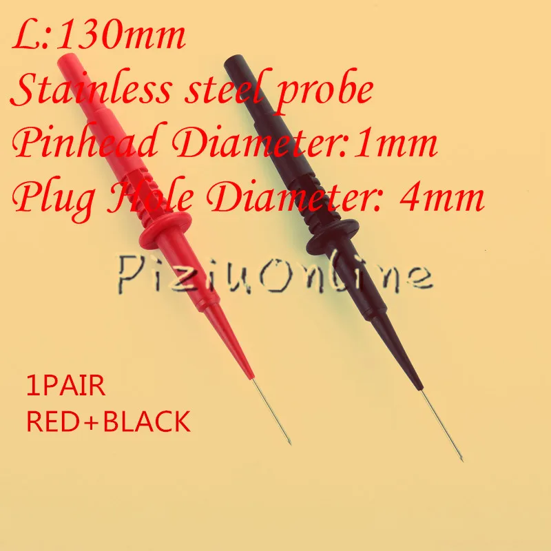 2PCS 1RED+1BLACK YT169 130mm Stainless Steel Pinhead Spring Test Probe