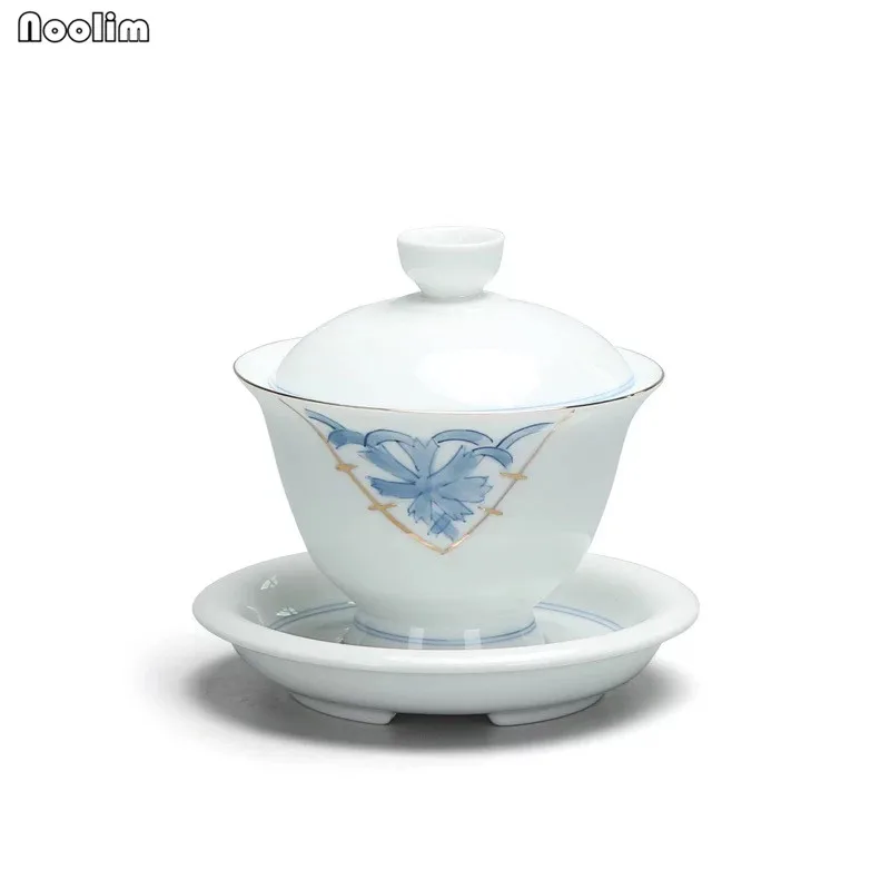 NOOLIM китайская чашка для чая с лотком и крышкой Цзиндэчжэнь фарфоровые пиалы для чая чайный набор кунг-фу большая чайная чаша набор посуды - Цвет: E