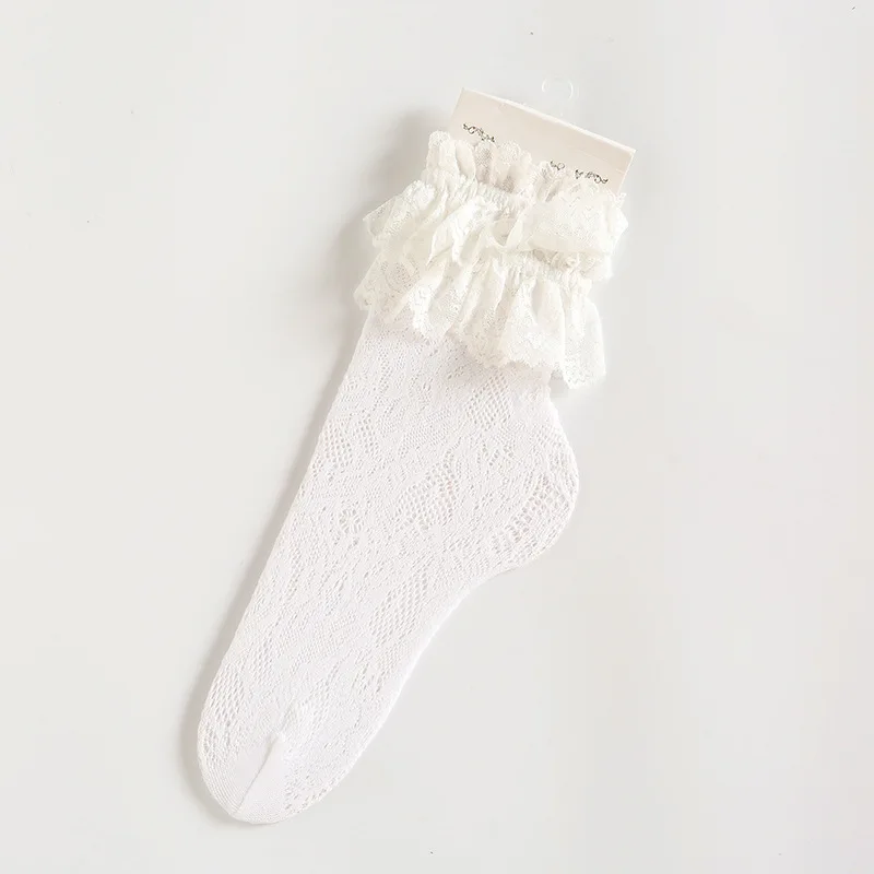[WPLOIKJD]Transparent Female Elasticity Casual Lady Hollow Out Socks Princess Lace Silk Cute Socks Women Sweet Heap Heap Sokken - Цвет: White Socks