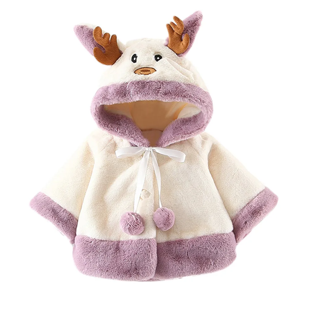 TELOTUNY модная детская куртка с воротником-хомутом для малышей, Рождественский костюм с капюшоном и с рисунком оленя; плащ; накидка халат для маленьких мальчиков и девочек IU30