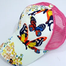 50 шт./партия Federal Express быстро,, Европейский стиль, Женский Повседневный принт бабочки на цветах бейсболка для взрослых женские сетчатые шляпы от солнца
