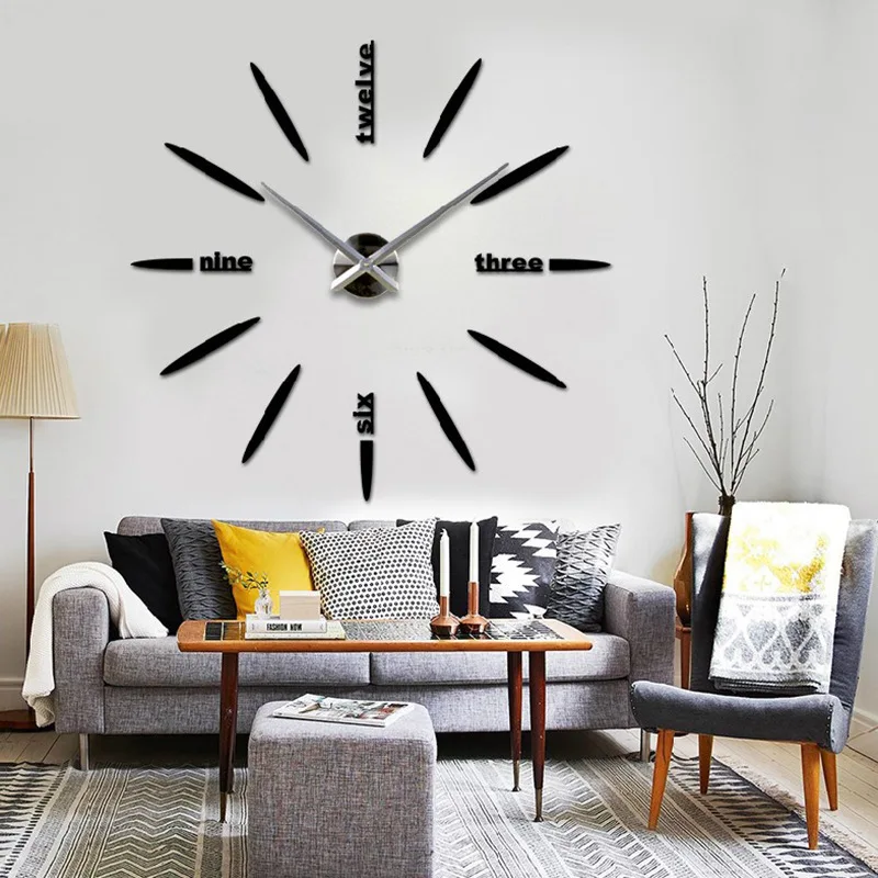 Модные 3D большие размеры настенные часы зеркальные наклейки DIY настенные часы украшение дома большие настенные часы meetting room