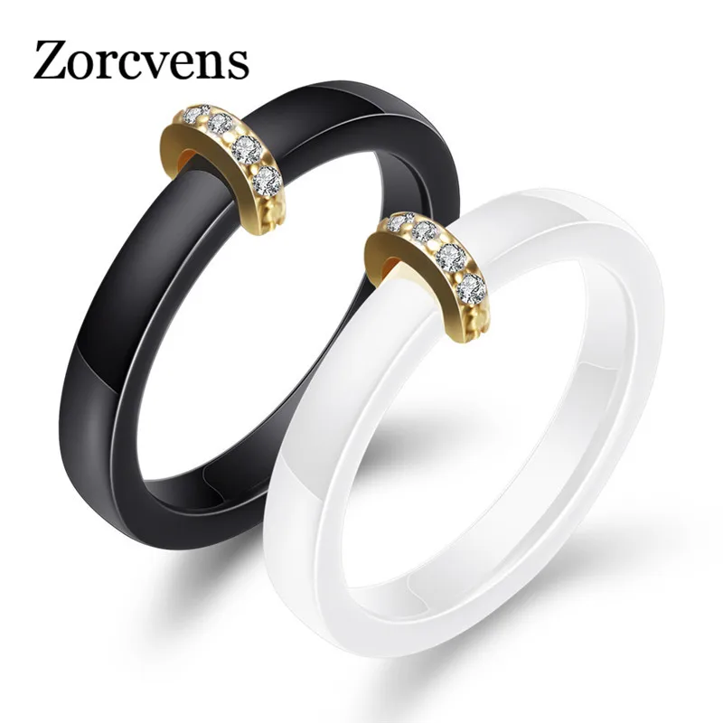 ZORCVENS Smooth Ceramic Rings For Women Pink Black White Thin Pick
