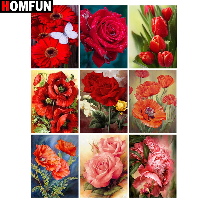 

HOMFUN Full Square/Round Drill 5D DIY Diamond Painting "Flower butterfly" 3D Diamond Embroidery Cross Stitch Home Decor Gift