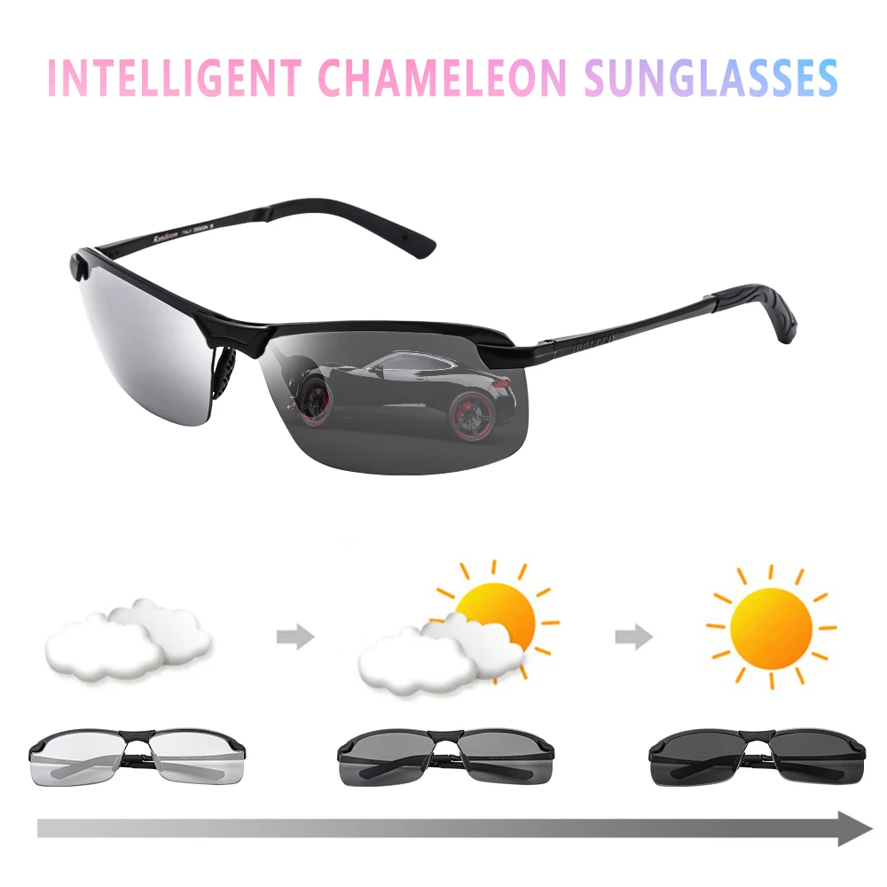 Eedoon фотохромные солнцезащитные очки, поляризованные линзы, металлическая оправа, мужские солнцезащитные очки, фирменный дизайн, очки для вождения, для мужчин, спортивные
