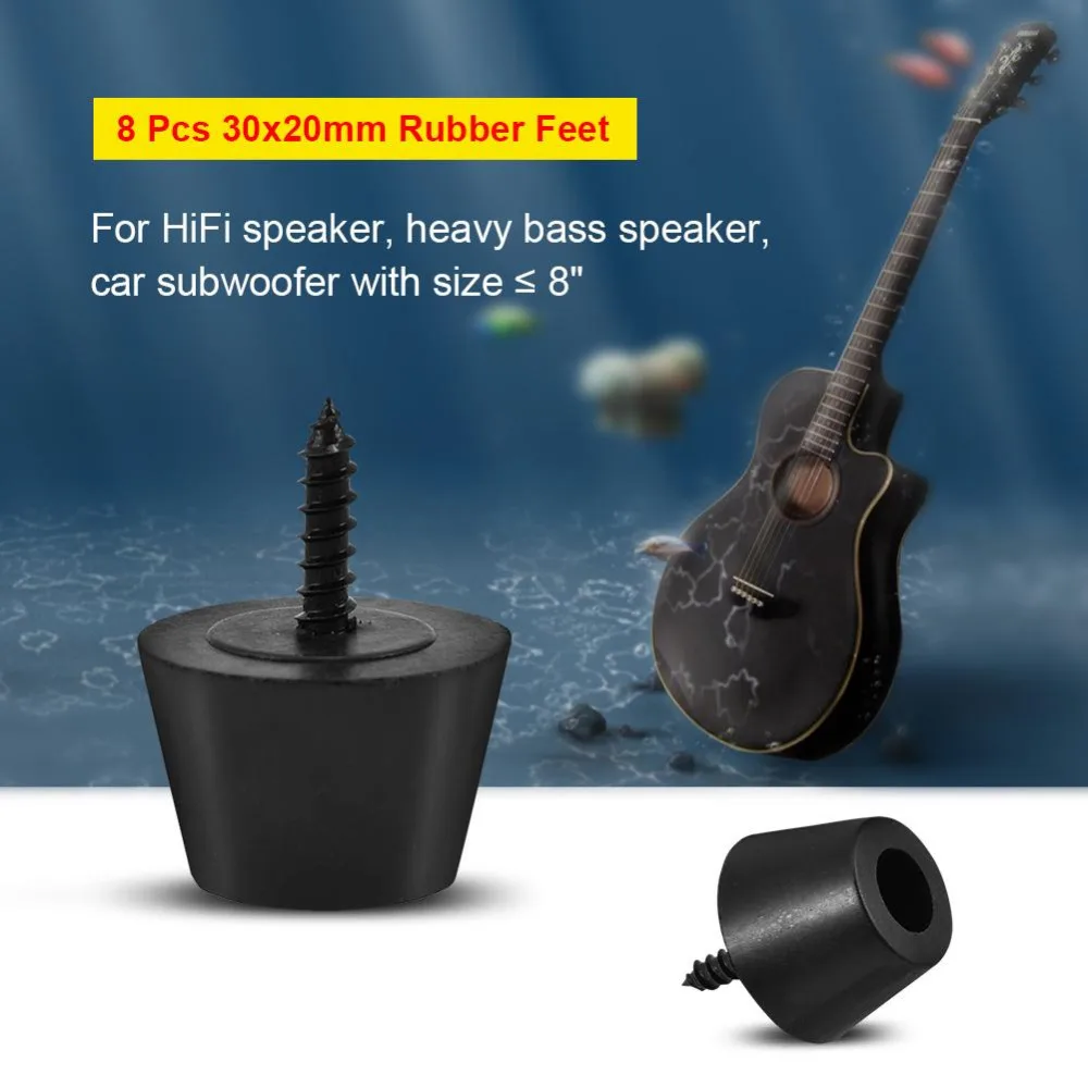 8 Pcs 30x20mm Rubber Feet Anti vibration Base Pad Stand for Speaker Guitar Amplifier w/ Screws
