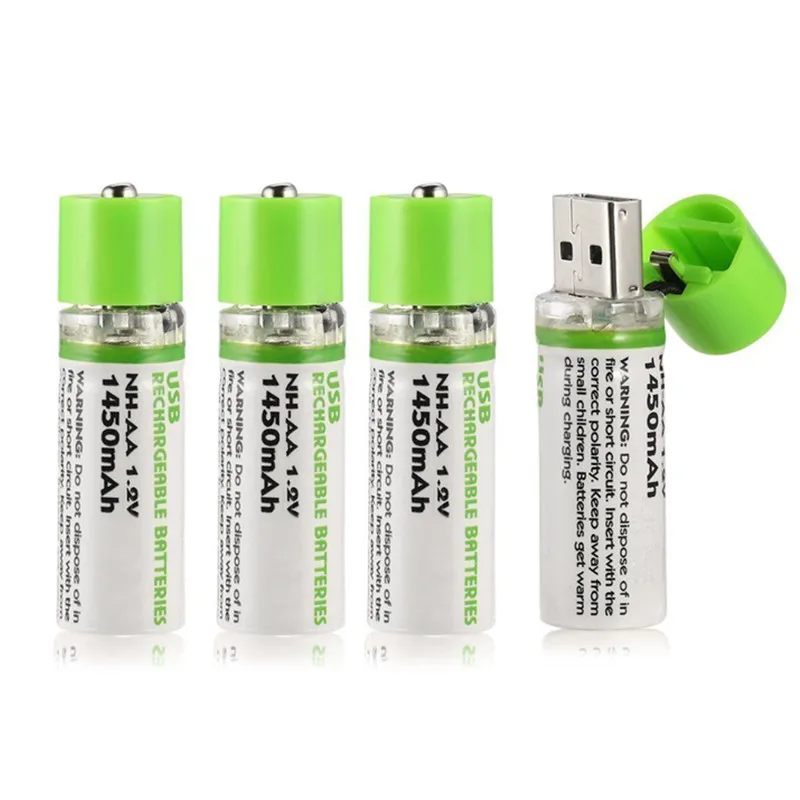 Высокое качество USB AA батарея 1,2 V 1450 mAh Ni-MH перезаряжаемый аккумулятор светодиодный индикатор зарядки светильник в розничной упаковке