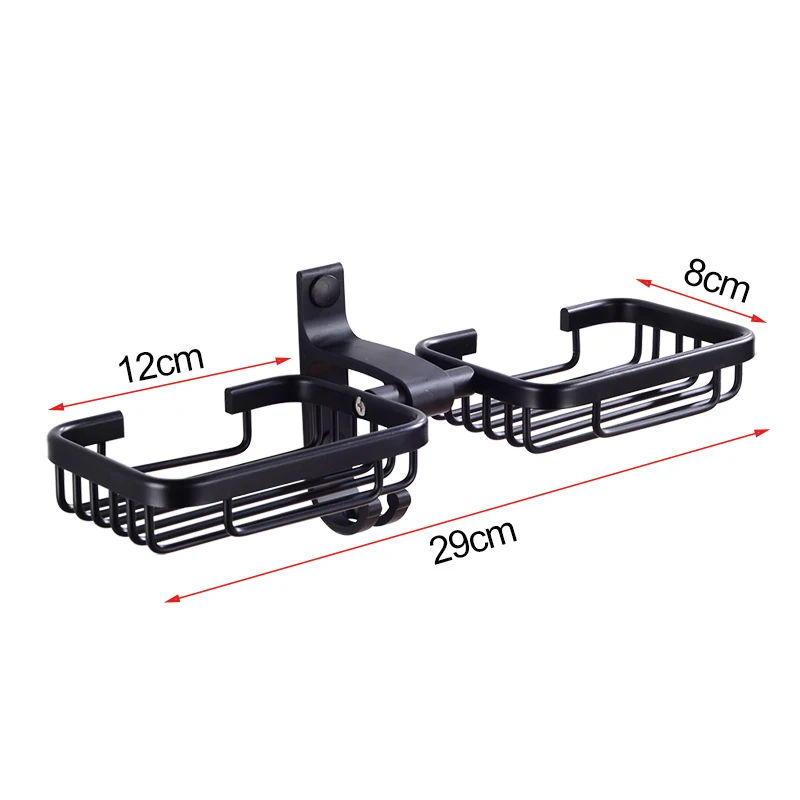 Держатель для мыла для ванной комнаты настенный черный двойной держатель для мыльницы Алюминиевый Декоративный ящик для мыльницы с крючками
