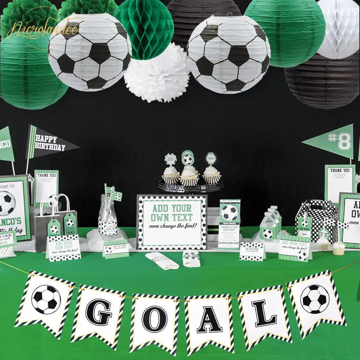 Nicrolandee 17pcs Set Football Diy Party Decoration Birthday Decor