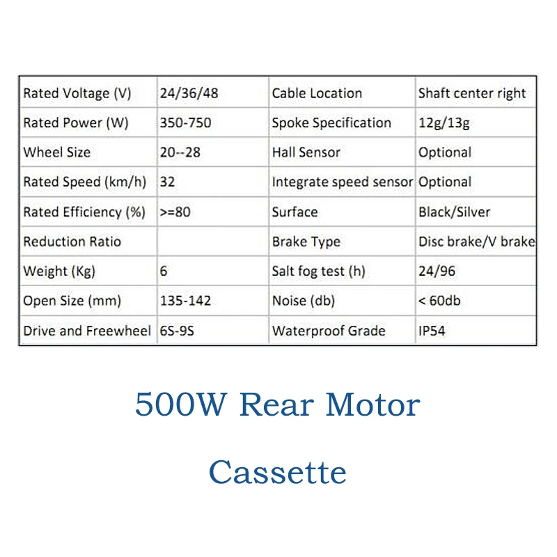 500w rear cassetteb motor