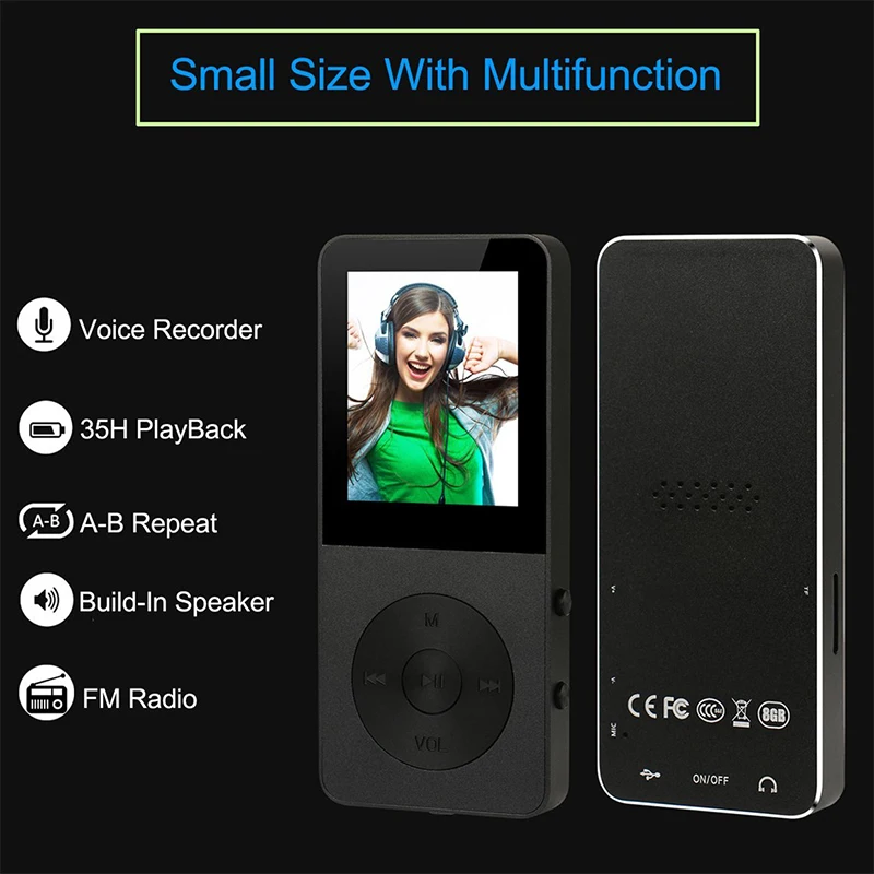 Mp3 плеер IQQ X1 музыкальный со встроенным динамиком и FM радио алюминиевый сплав