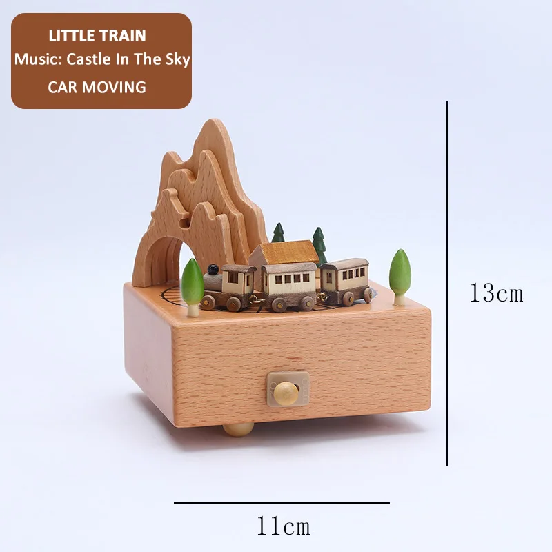 Новая деревянная музыкальная шкатулка поворотный колесо обозрения движущаяся поезд музыкальная шкатулка игрушка для детей друзей День рождения Рождественский подарок украшение дома - Цвет: Little Train