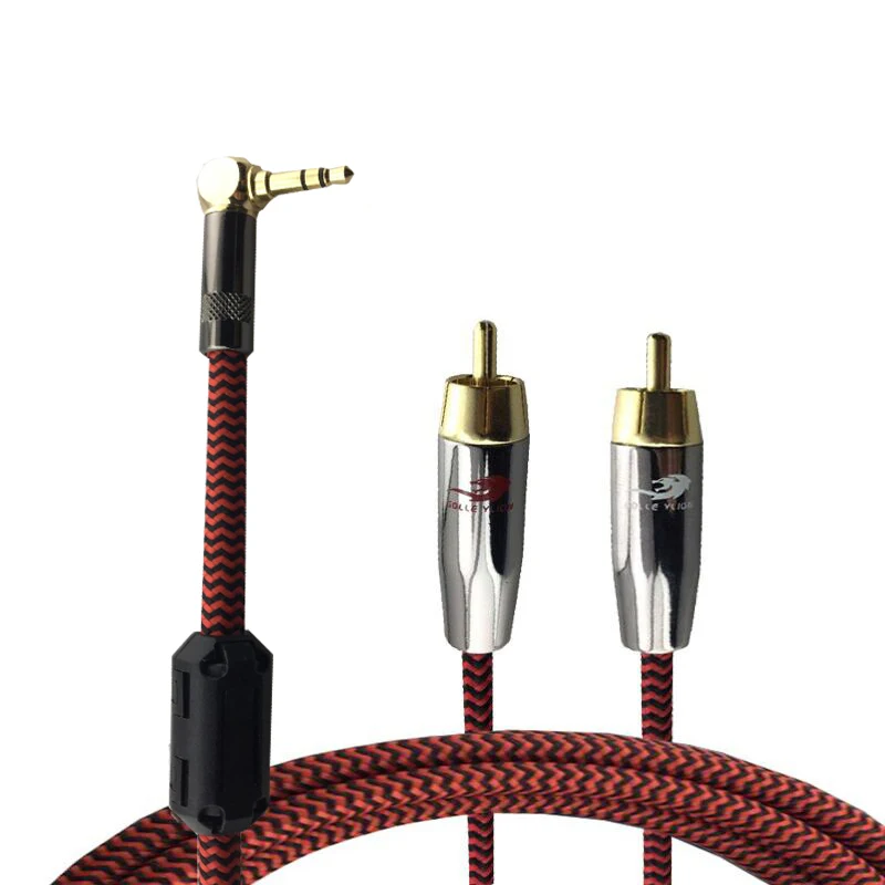 Audio Cable Angle 3.5mm Mini Jack to 2 RCA Straight PC Phone AMP AUX Subwoofer Speaker RCA 3.5 Jack Cable OFC 1M 2M 3M 5M 8M