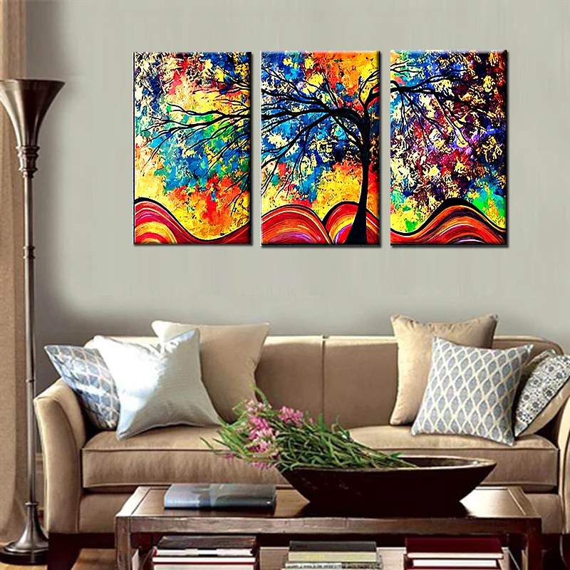 

3 Pieces Wall Art Abstract Canvas Painting Art Poster Wall Pictures for Living Room Decoration Picture Art Print Wall "Tree