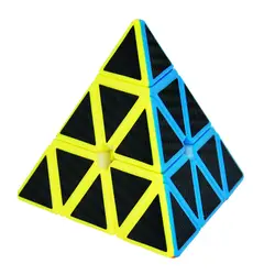 Углеродное волокно наклейка треугольник 3x3 Пирамида магический куб скорость головоломка куб обучающий Fidget Magico Cubo игрушки подарки