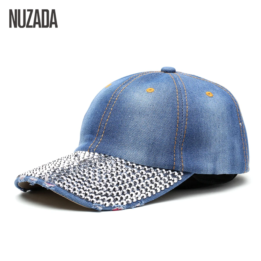 Brands NUZADA Fashion Classic Women Hats Baseball Cap Rhinestone Hip Hop Snapback Caps Popular Luxurious