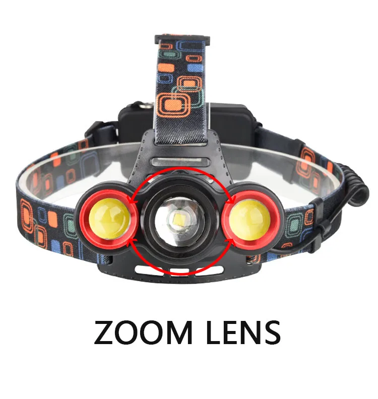 Litwod Z202305 XM-L T6+2*COB LED Headlamp head Lamp light use 2*18650 battery 5000 lumen fishing lamp head flashlight