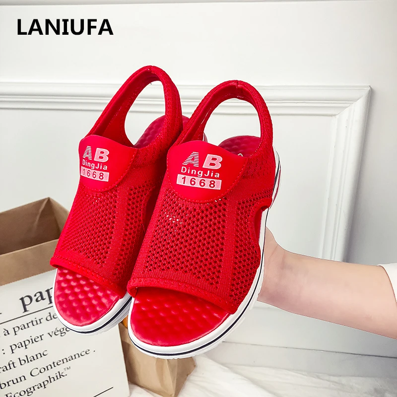 flats Women Sandals 2019 Comfortable Breathable Mesh Non-slip Ladies Casual Walking Summer Beach Sandals Shoes women mujer #962