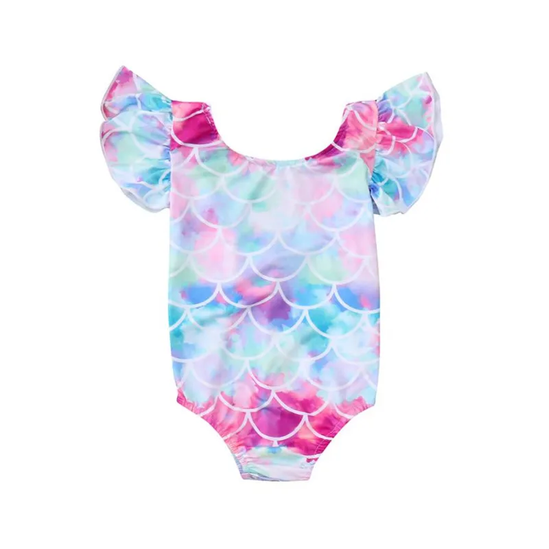 

ARLONEET Baby Girl Swimwear One Piece Girl Fish Scales Print Swimsuits Romper Summer Girl 1 to 4 Years Drop Shipping 30S528