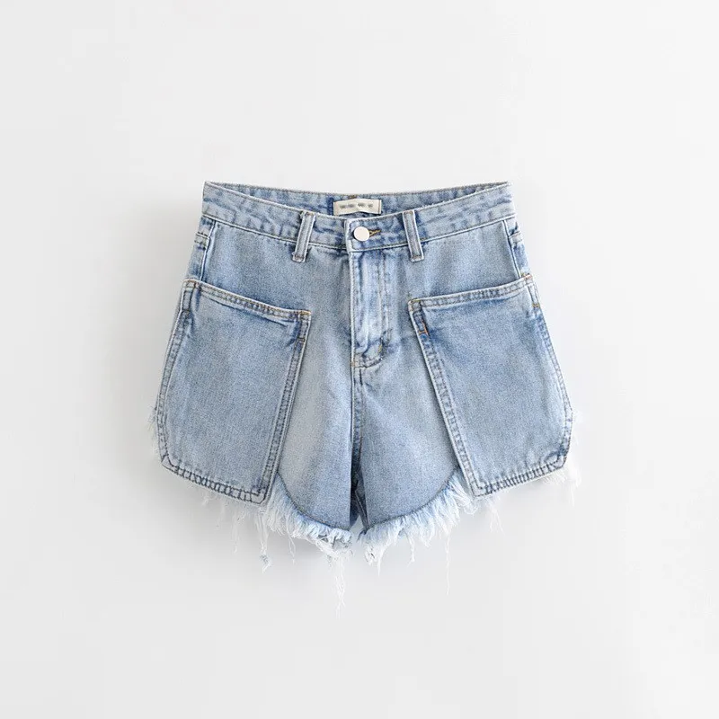 

2019 Women Streetwear Tassel Hem Denim Shorts Summer Vintage Loose Casual Shorts Sexy High Waist Short Jeans