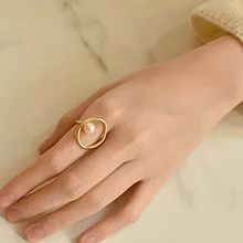 Шикарное стильное Золотое кольцо с жемчужиной для женщин короткое крутое кольцо с геометрическим указателем Femme Bijoux