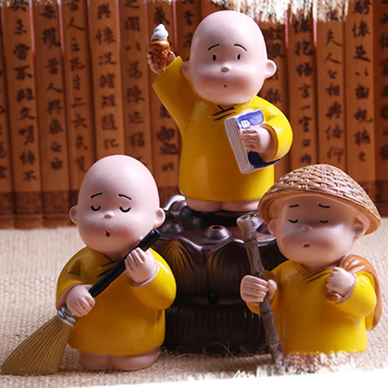 3 шт. автомобильные декоративные три фигурки "Маленькие монахи" милые куклы украшения для приборной панели автомобиля куклы авто аксессуары для интерьера