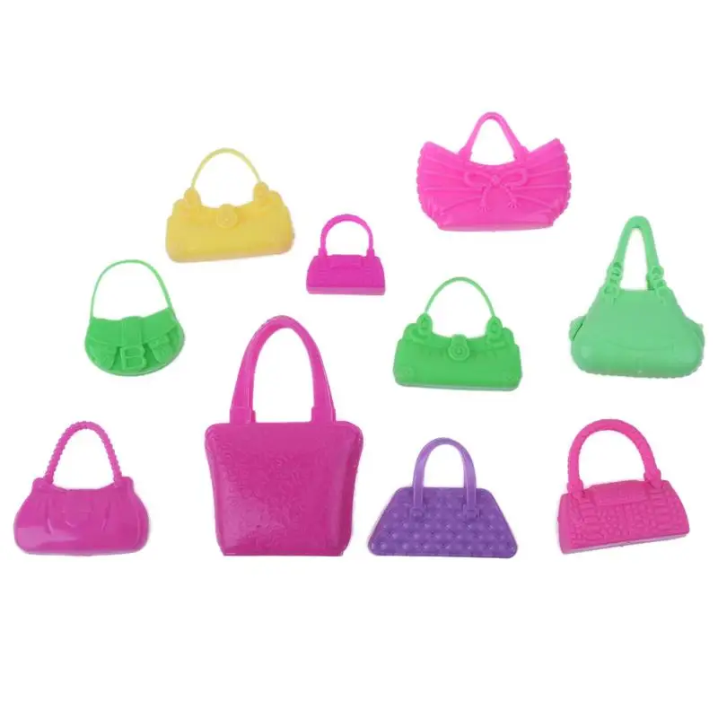 10pcs/set Plastic Mini Handbag for Doll Accessories Miniature Dolls