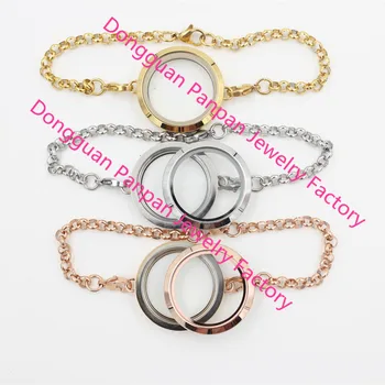 

Carvort 25mm/30mm floating twist locket bracelets no crystals 316L stainless steel bracelets (free chains)