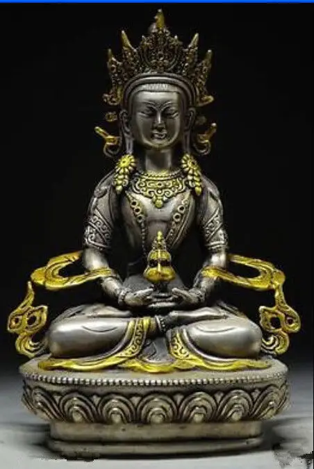

21.6 cm * / Tibet Tibetan Copper gilt Amitayus Buddha Statue