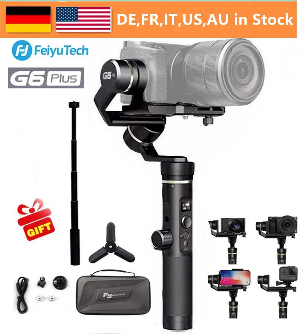 

FeiyuTech G6 Plus 3-Axis Handheld Gimbal Stabilizer for Smartphone,Gopro,Canon Sony micro single,Including Tripod,Extension Rod