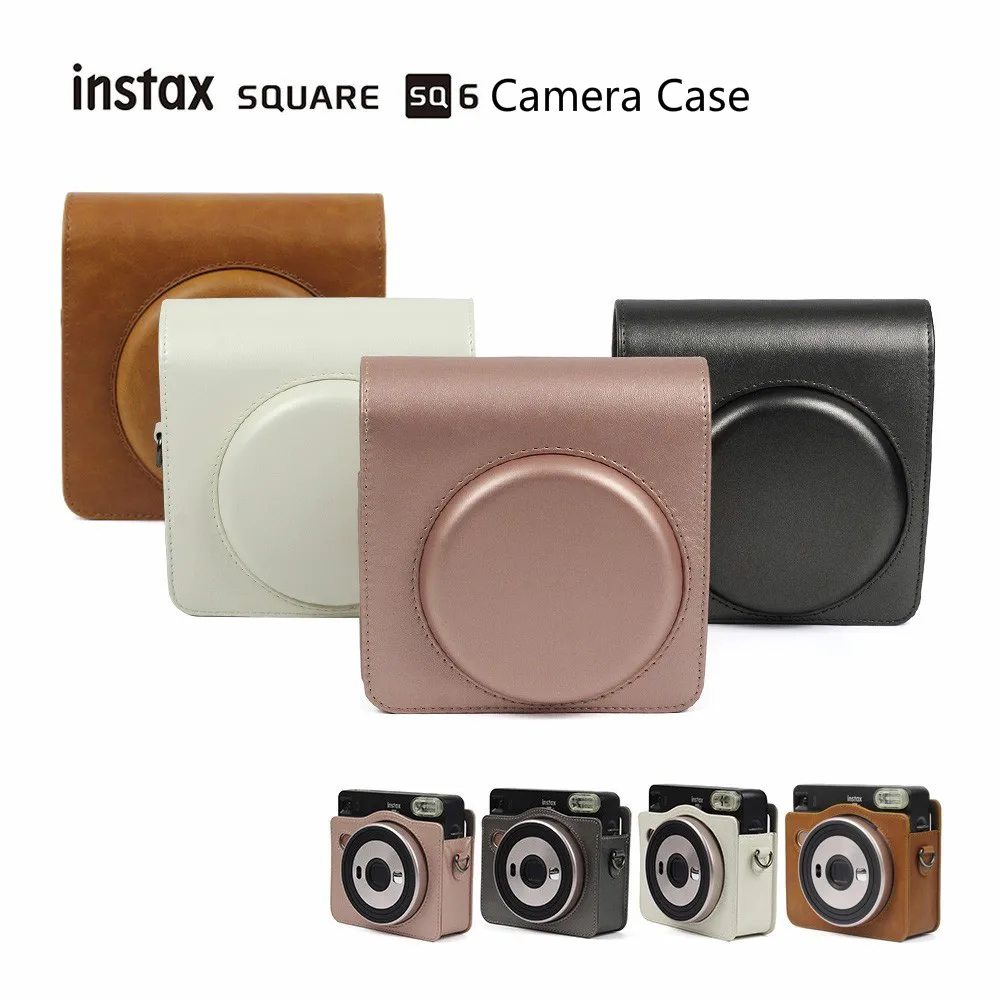 Чехол для камеры FUJIFILM Instax SQUARE SQ6 в винтажном стиле из искусственной кожи на ремне, сумка для переноски, защитный чехол, прозрачный чехол