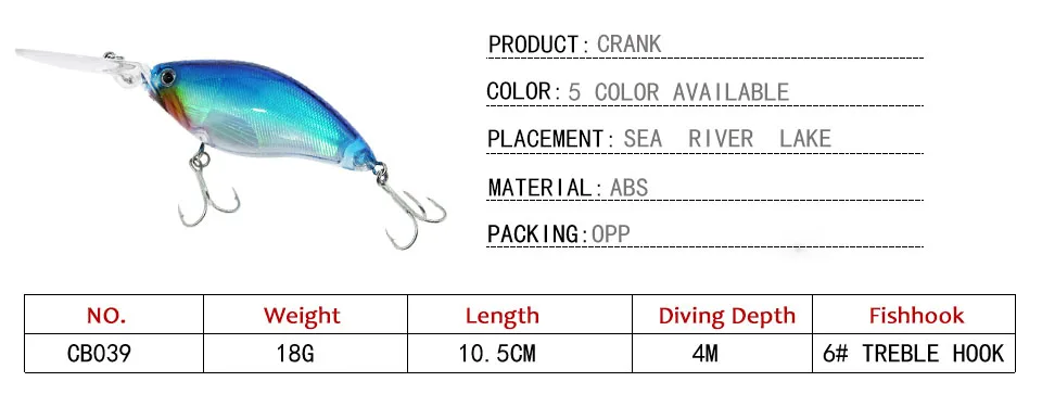 1 шт. 10,5 см 18 г жесткая рыболовная приманка Кривошип глубина погружения приманки 1-3 м озеро, речная Рыбалка воблеры приманки для ловли карпа Isca искусственные