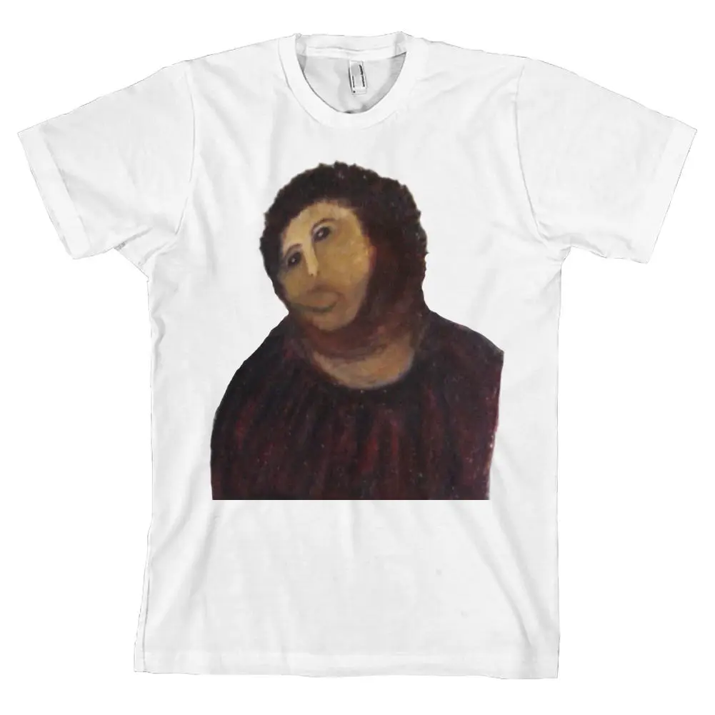 Ecce Homo Botched Painting T Shirt картофель Иисуса мема 4 chan смешная испанская футболка *