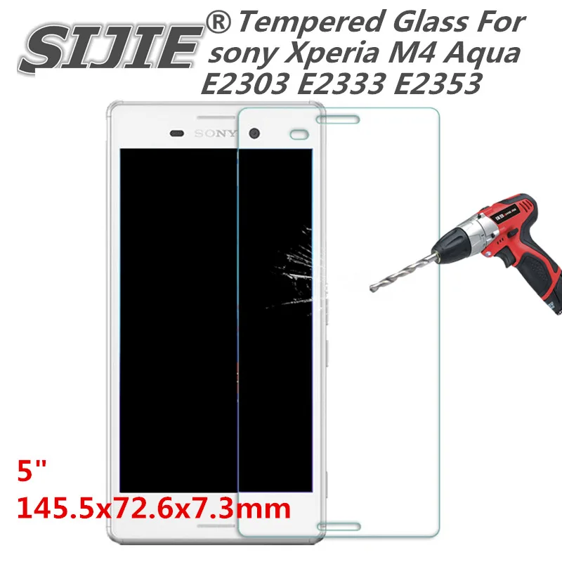 

Tempered Glass For sony Xperia M4 Aqua E2303 E2333 E2353 5 inch Screen protective cover smartphone toughened case 9H on crystals