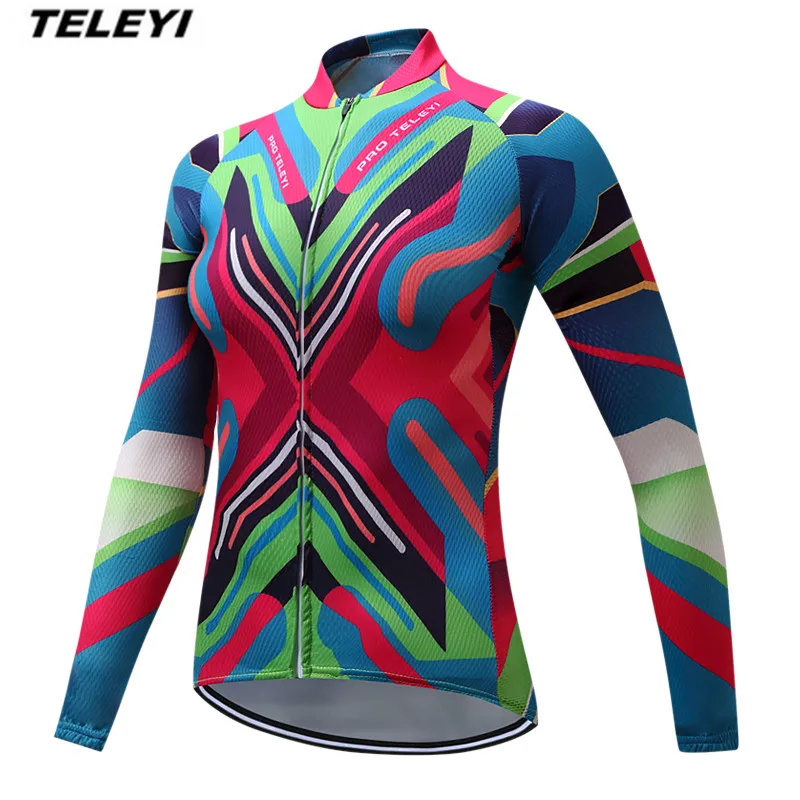 TELEYI красочная велосипедная куртка с длинным рукавом Женская велосипедная одежда весна осень Женская MTB Ropa Ciclismo Maillot рубашки с длинными рукавами