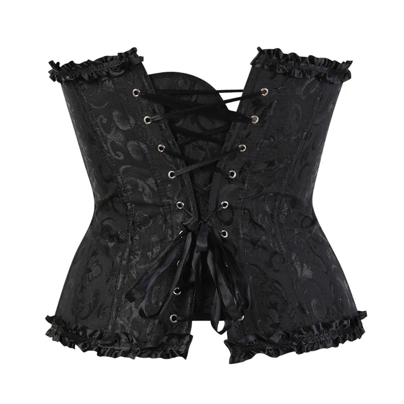 Women Sexy Corsets and Bustiers Tops Plus Size Vintage Flower Overbust Lace Up Corset Gothic Satin Lingerie Corselet S-6XL