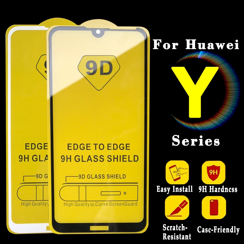 9D Защитное стекло для Huawei y7 2019 y9 y5 Prime 2018 Защитная пленка экрана Tremp Huavei Y 5 7 9 Verre