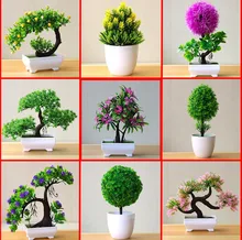Plantas artificiales bonsái, maceta de árbol pequeño, flores falsas, adornos en maceta para decoración del hogar, decoración de jardín de Hotel, novedad de 2021