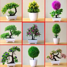 NUEVAS Plantas Artificiales Bonsai Plantas de Maceta de Árbol Pequeño Flores Falsas Adornos en Macetas para la Decoración del Hogar Decoración Jardín Hotel