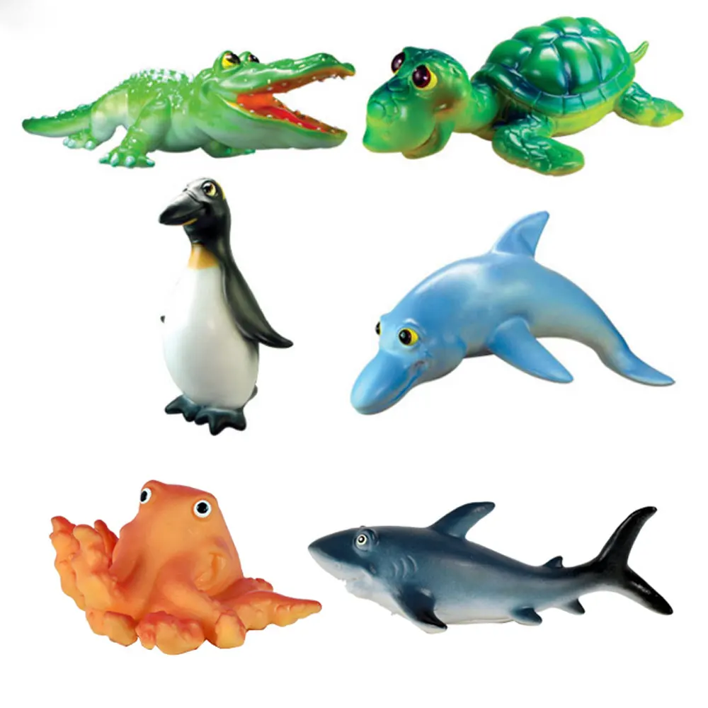 Ассорти брызгающих морских животных-милые плавающие Мультяшные мягкие-аквариумные украшения-детские игрушки для ванной 6 шт