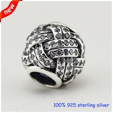 Подходит Пандора браслеты Любовь Узел Серебряные Бусины с фианитом Летний стиль 925 пробы серебро талисманы DIY