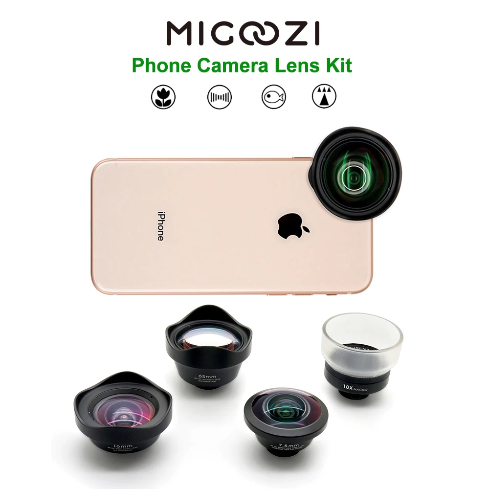 

Phone Camera Lens Kit 4K HD Wide Angle Fisheye Telephoto Macro lens for iPhone X XR XS Max 7 8 Plus Samsung Huawei Piexl XiaoMi