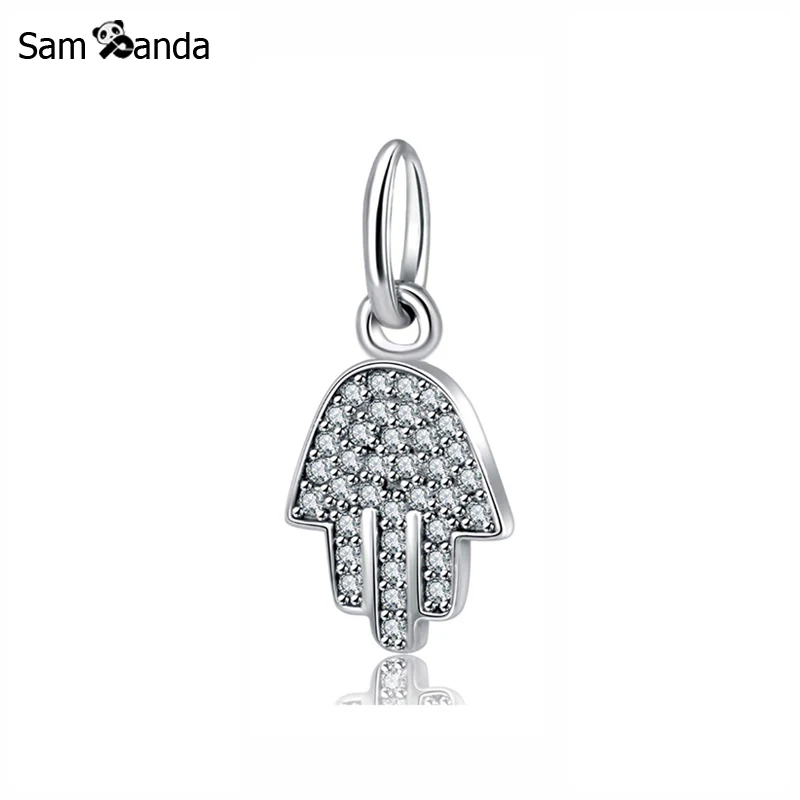 

Authentic 925 Sterling Silver Bead Charm Symbol Of Protection Pendant Hamsa Hand Charms Fit Pandora Bracelets DIY Women Jewelry
