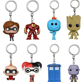 

Incredibles 2 Action Figures Elastigirl Jack Keychain Toys Marvel Thanos Brick Figure Keychain Doctor Who Ricka and Morty Key