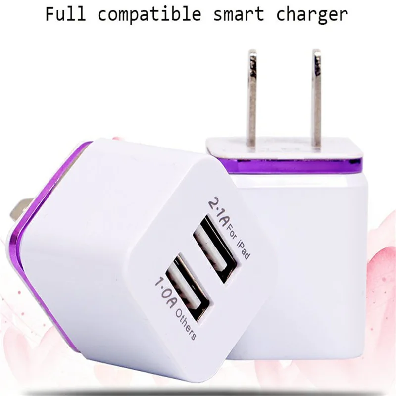

New Arrival Universal 5V 2.1A Phone Charger EU Plug Dual USB Charging Head Portable Travel Wall Charger Adapter